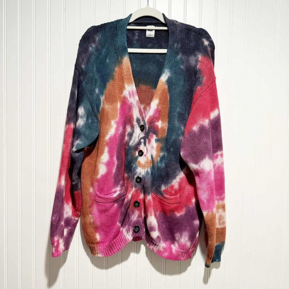 NSF Rogers Cardigan Jewel Tone Tie Dye Size Medium - Picture 2 of 7